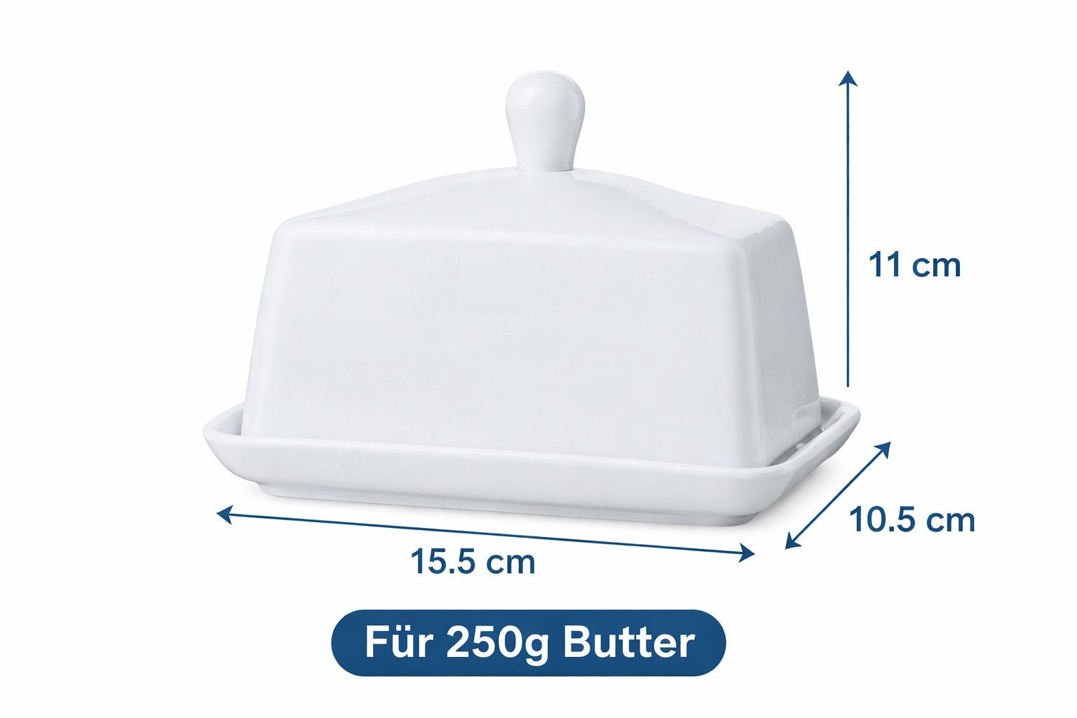Maxwell & Williams Butterdose Maxwell & Williams Butterdose White Basics aus Porzellan 250 g, Porzellan, (2-tlg), Zeitloses Design aus hochwertigem Porzellan für 250 g Butter