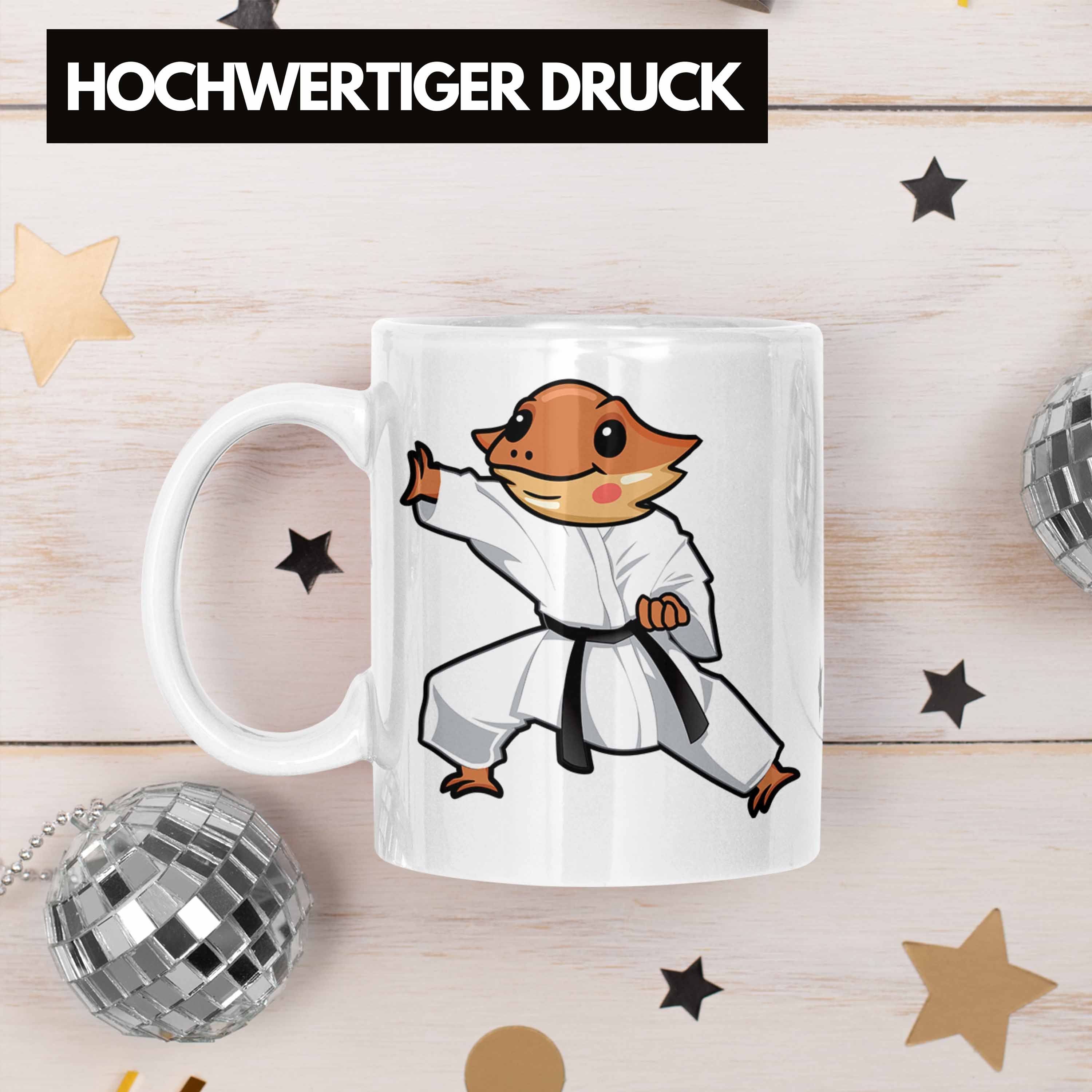 Lustig Trendation Karate Bartagam Geschenk Tasse Grafik Weiss Tasse