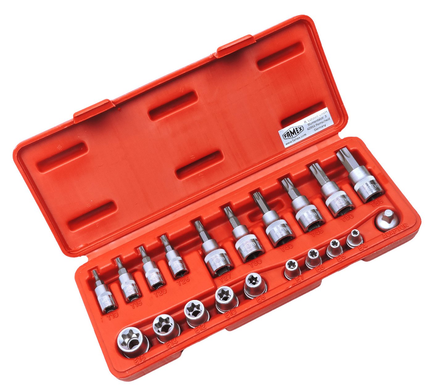 FAMEX Werkzeugset 10520 Steckschlüssel Satz, (Steckschlüsselsatz, 20-tlg), TOP-Qualität, für Torx