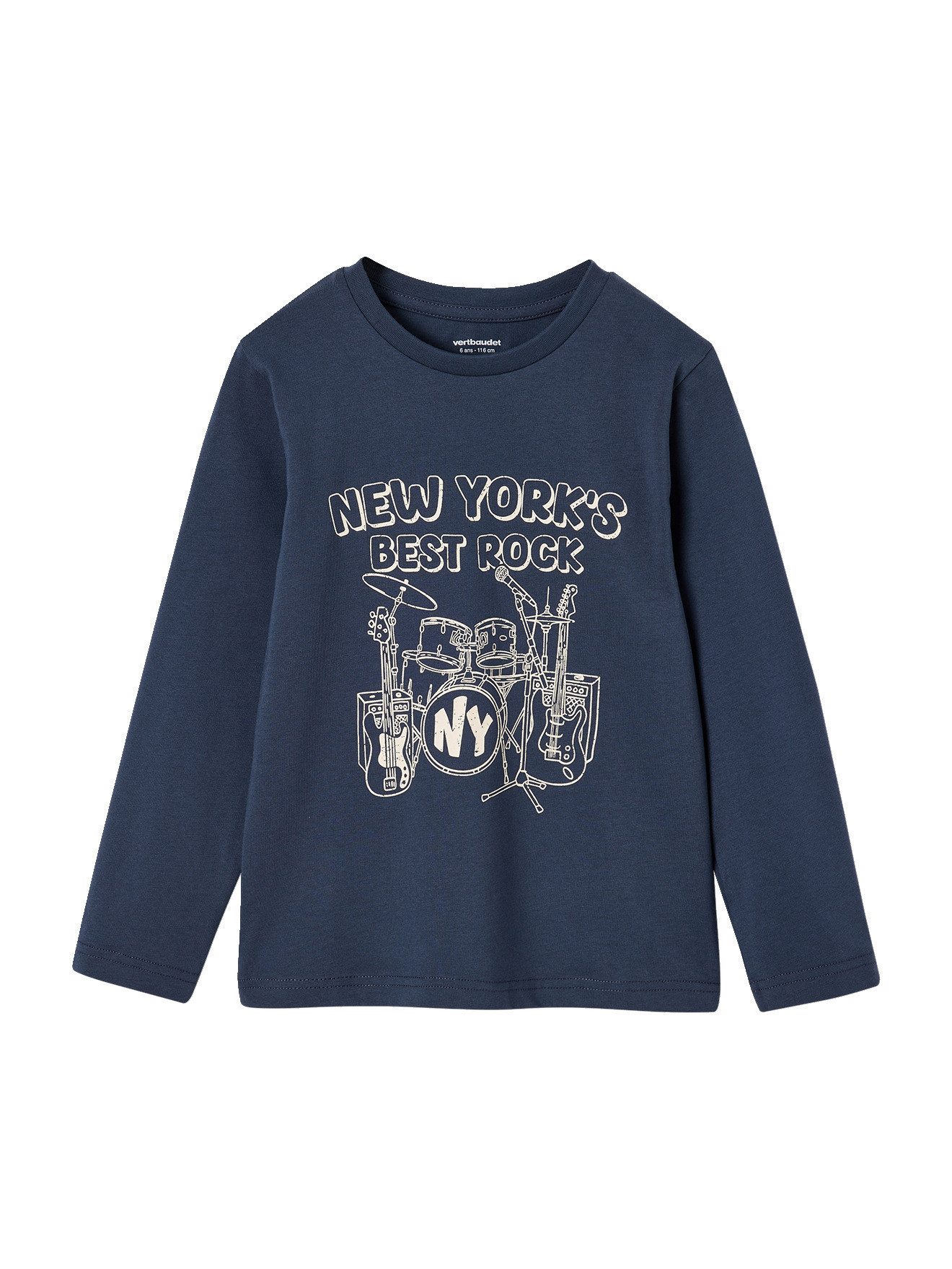 vertbaudet Langarmshirt Langarmshirt mit Print Jungen, Baumwolle BASIC