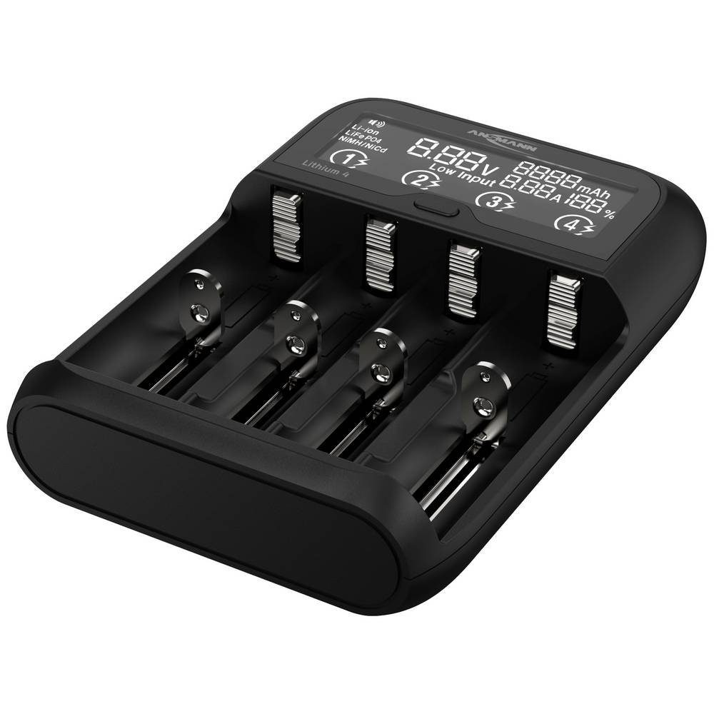 ANSMANN AG Lithium/NiMH-Ladegerät 1001-0122 Rundzellen-Lader (Akku-Defekt Erkennung, Einzelschachtüberwachung, Grafische Anzeige)