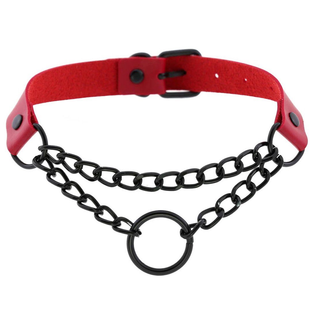 schwarz Halsband - rot, mit Sandritas Erotik-Halsband O-Ring