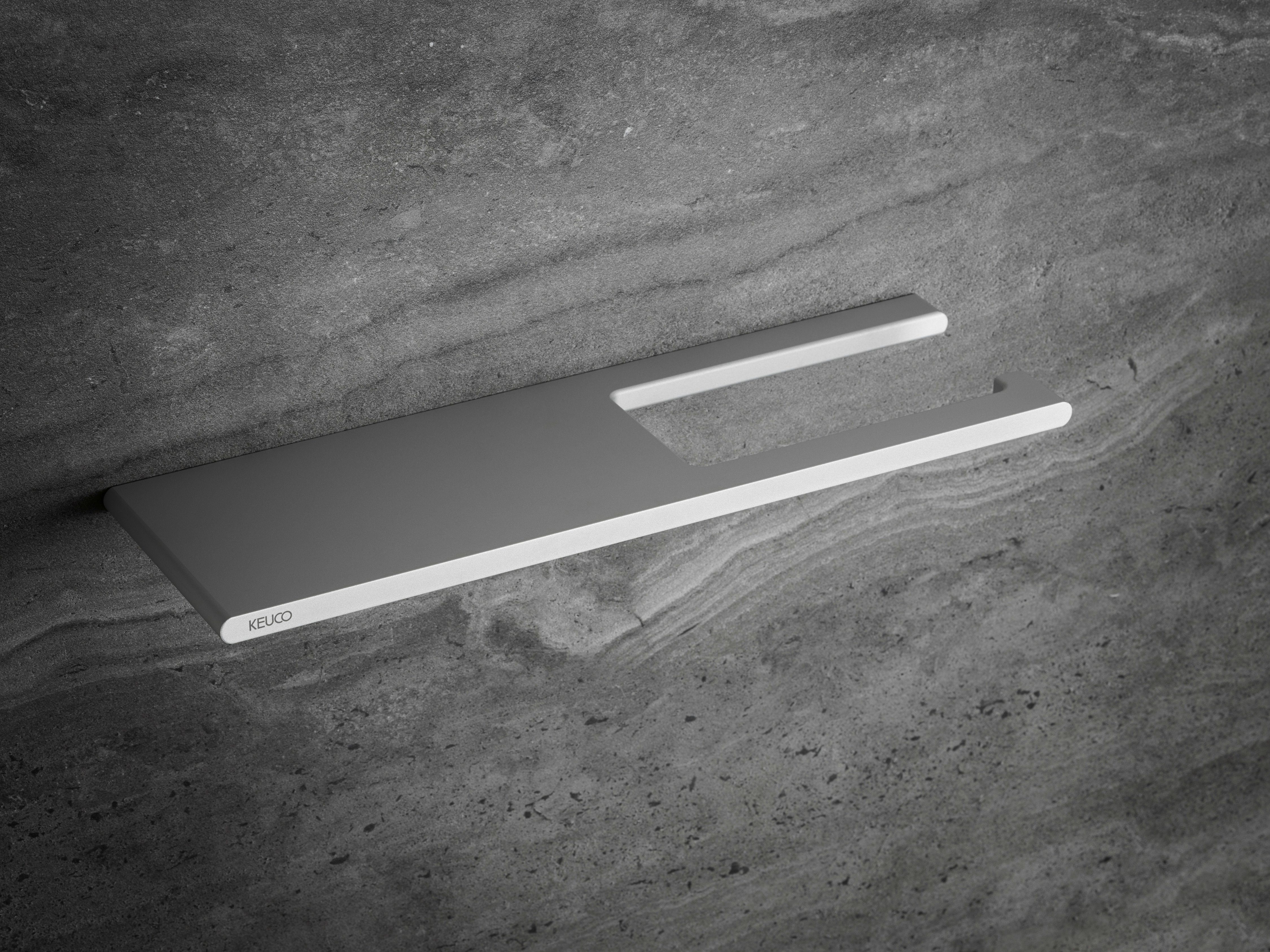 Keuco Toilettenpapierhalter Edition 400, aus Aluminium silber eloxiert, Ablage, WC-Rollenhalter, Papierhalter