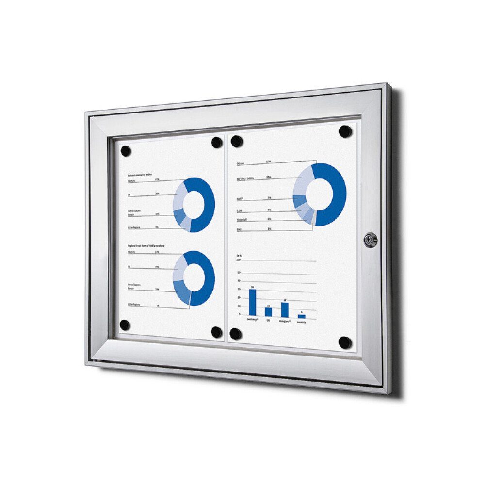 Hängevitrine für Innen und Außen SCS - 2x DIN A4 - Aluminium - Silber