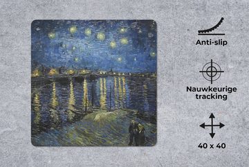 MuchoWow Gaming Mauspad Sternennacht über dem Orsay Paris - Vincent Van Gogh (1-St), Mousepad mit Rutschfester Unterseite, Gaming, 40x40 cm, XXL, Großes