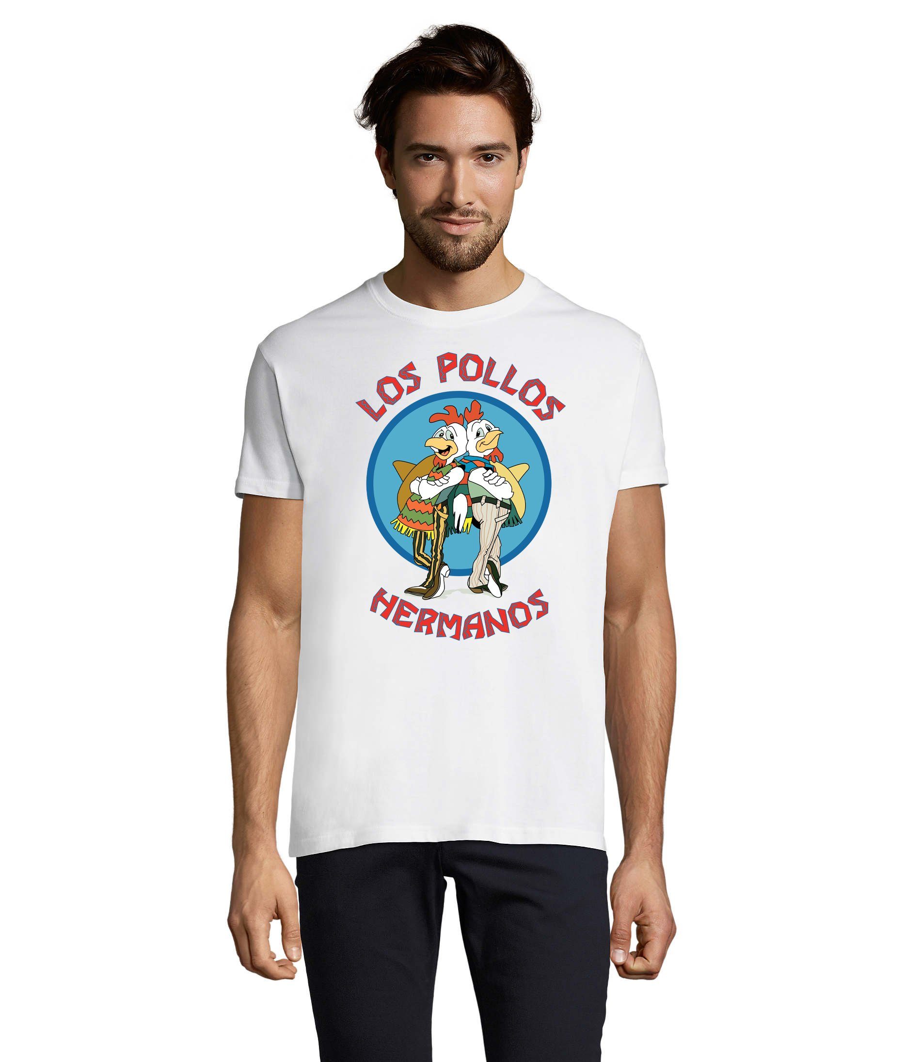 Blondie & Brownie T-Shirt Herren Los Pollos Hermanos Saul Logo Print Weiss
