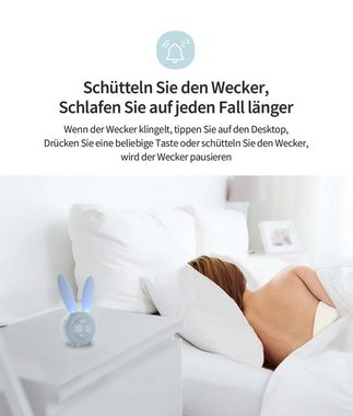 Bothergu Wecker Cute Hase Nachtlicht, Kinderwecker,SnoozeFunktion,Zeitgesteuertes