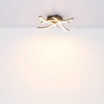 etc-shop LED Deckenleuchte, Leuchtmittel inklusive, Warmweiß, LED Deckenleuchte Wohnzimmerlampe 4 flammig Deckenlampe Holzoptik
