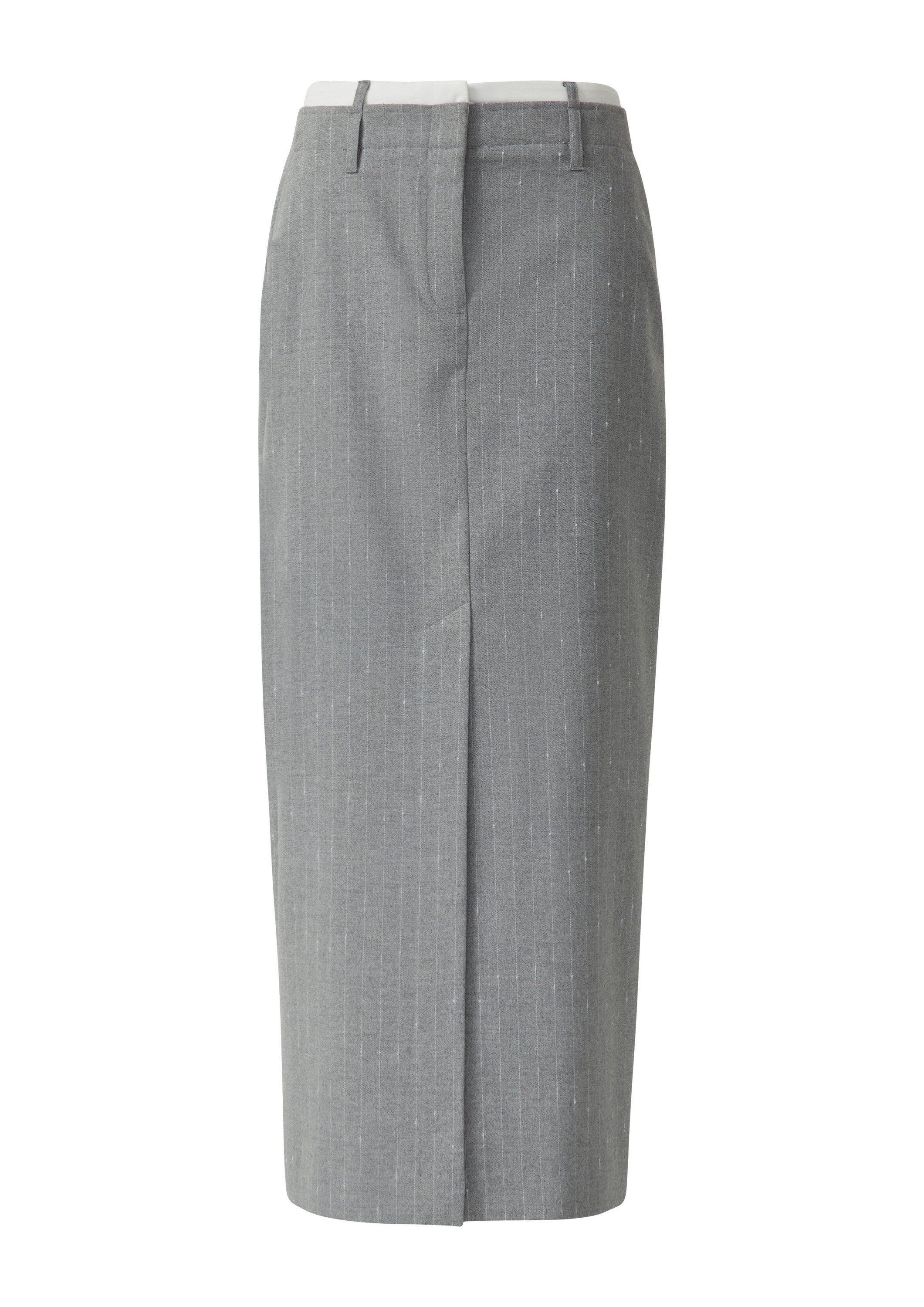 comma Midirock Rock Langer Nadelstreifenrock mit angesetztem Kontrastbund günstig online kaufen