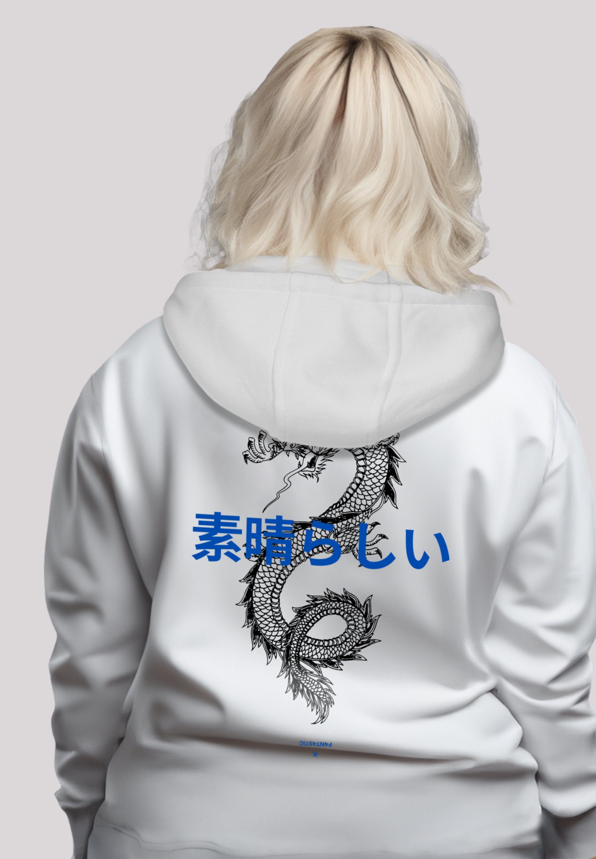F4NT4STIC Hoodie Drache Japan PLUSSIZE Premium Qualität weiß | Sweatshirts