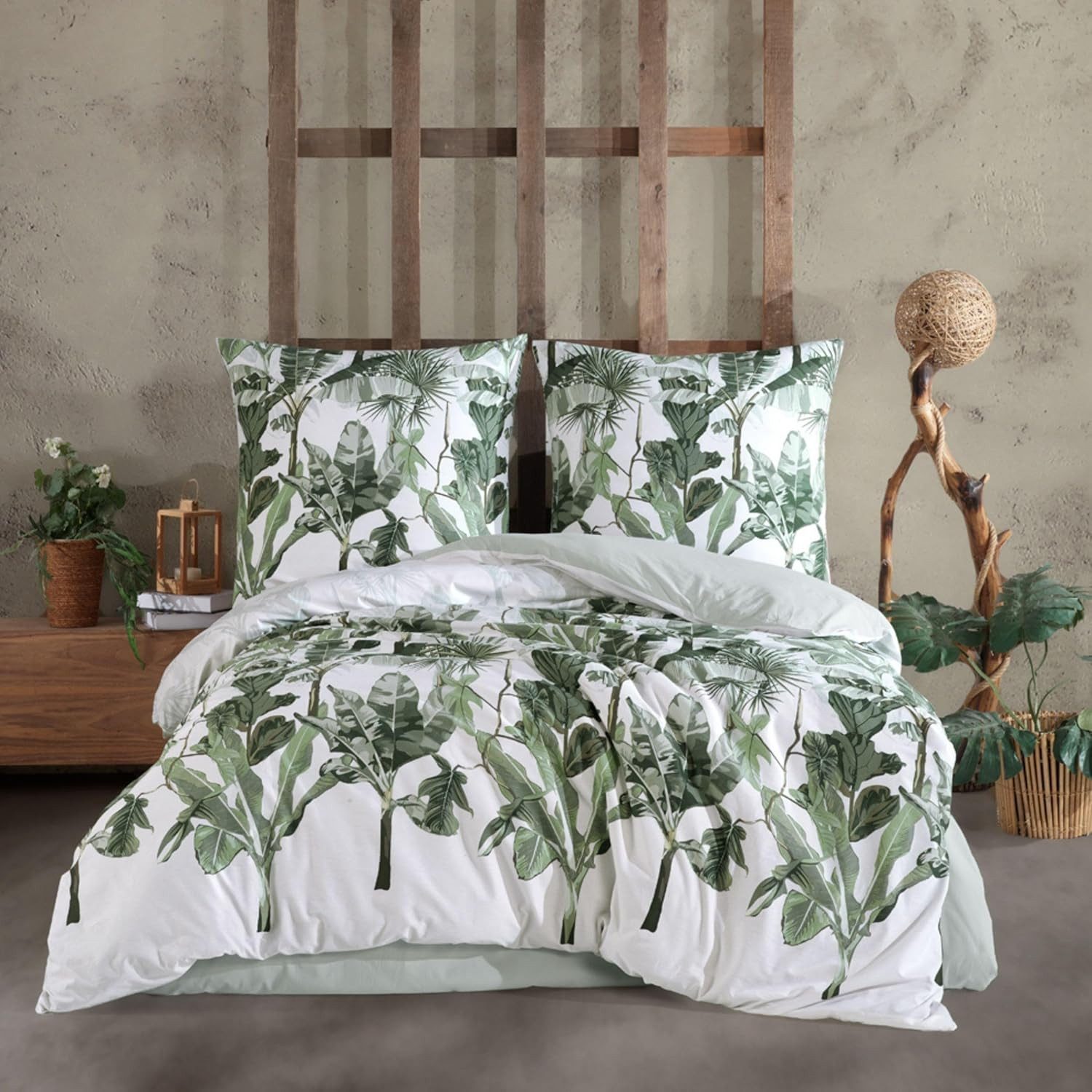 yadetextil Bettwäsche Baumwolle weiß Bettbezug grün günstig online kaufen