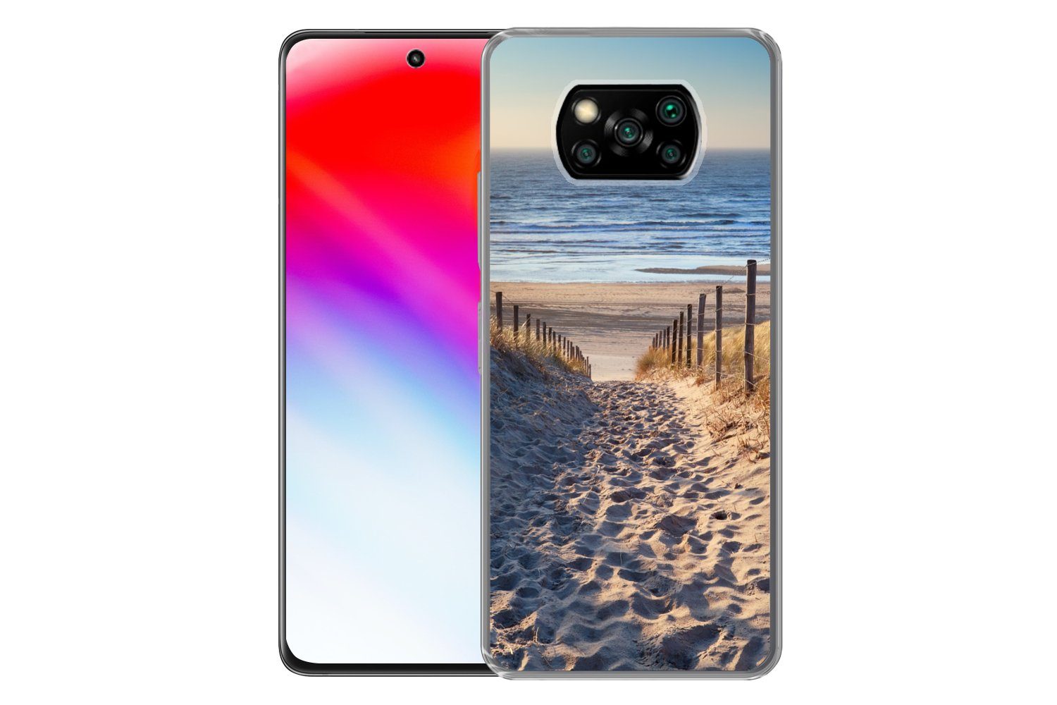 MuchoWow Handyhülle für Xiaomi Poco X3 Pro Strand - Meer - Niederlande - Dünen - Sonne, Phone Case, Silikon, Schutzhülle Dünn
