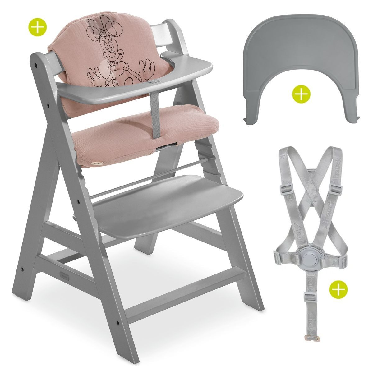 Hochstuhl Alpha Plus Grey - Minnie Mouse Rose