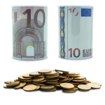 HundB Spardose 5er Set Spardose "Euro" Ø 8,5 cm, (Set, 5-tlg., Spardose), Sparbüchse Reisekasse Sparschwein Metallspardose Eurodose