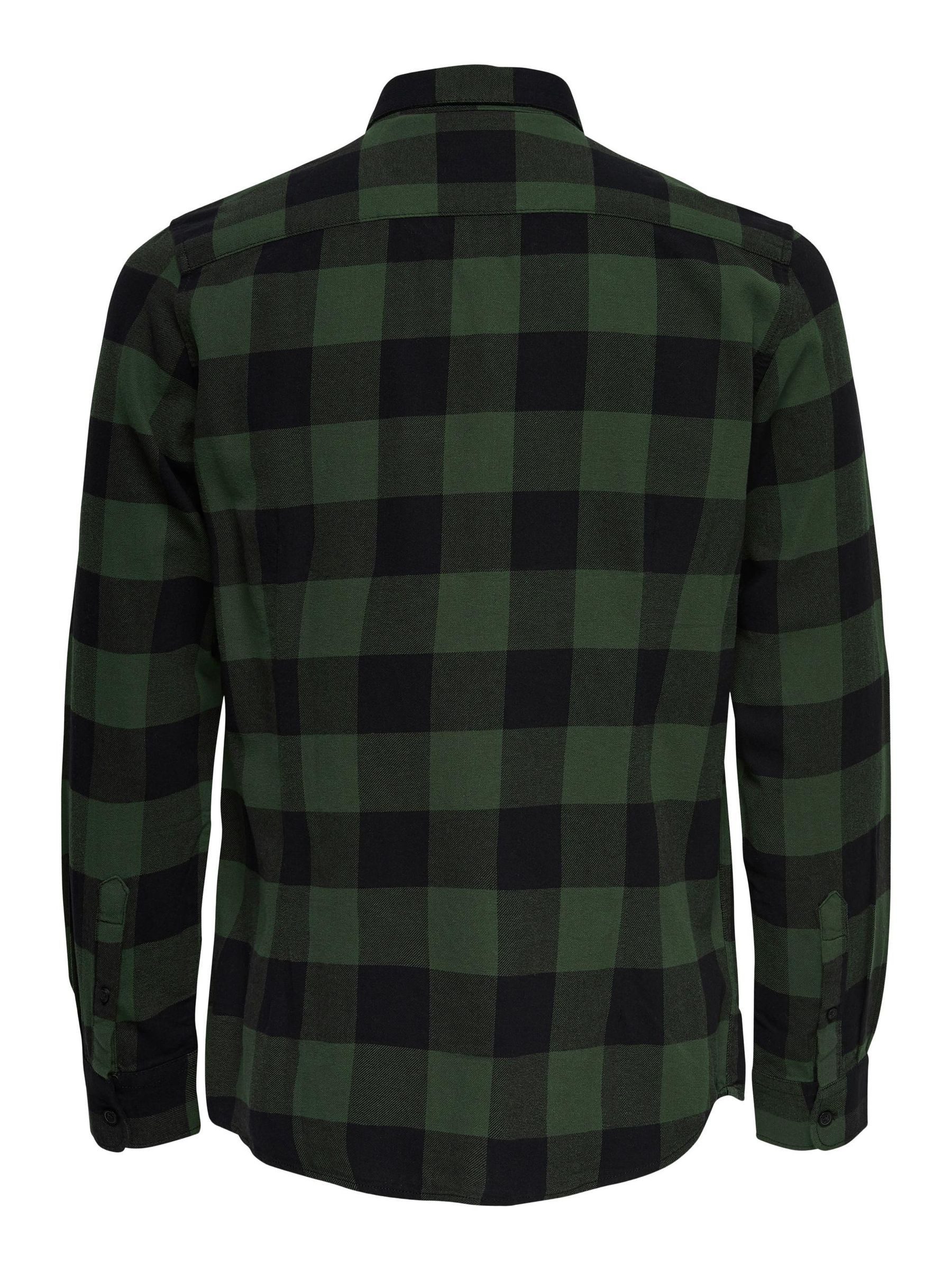 ONLY & SONS Langarmhemd Freizeit Karohemd Holzfäller Kariertes Flanellhemdfür (1-tlg) Baumwolle Slim Fit Kentkragen kariert wärmend Knöpfe