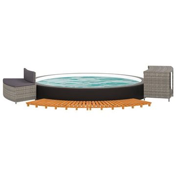 vidaXL Whirlpool Whirlpool-Umrandung Grau Polyrattan und Massivholz Akazie