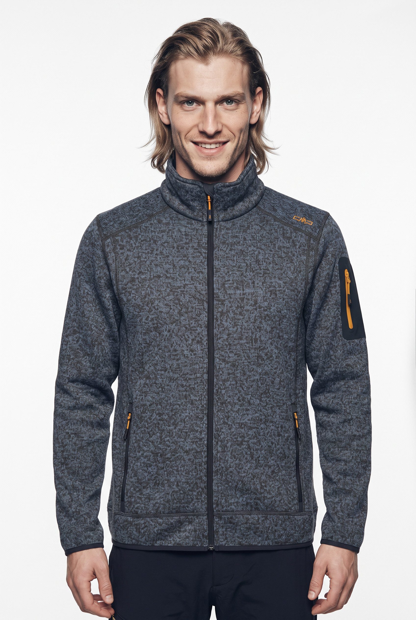 CMP Strickfleecejacke MAN JACKET mit hochschließendem Kragen, atmungsaktiv, wasserabweisend