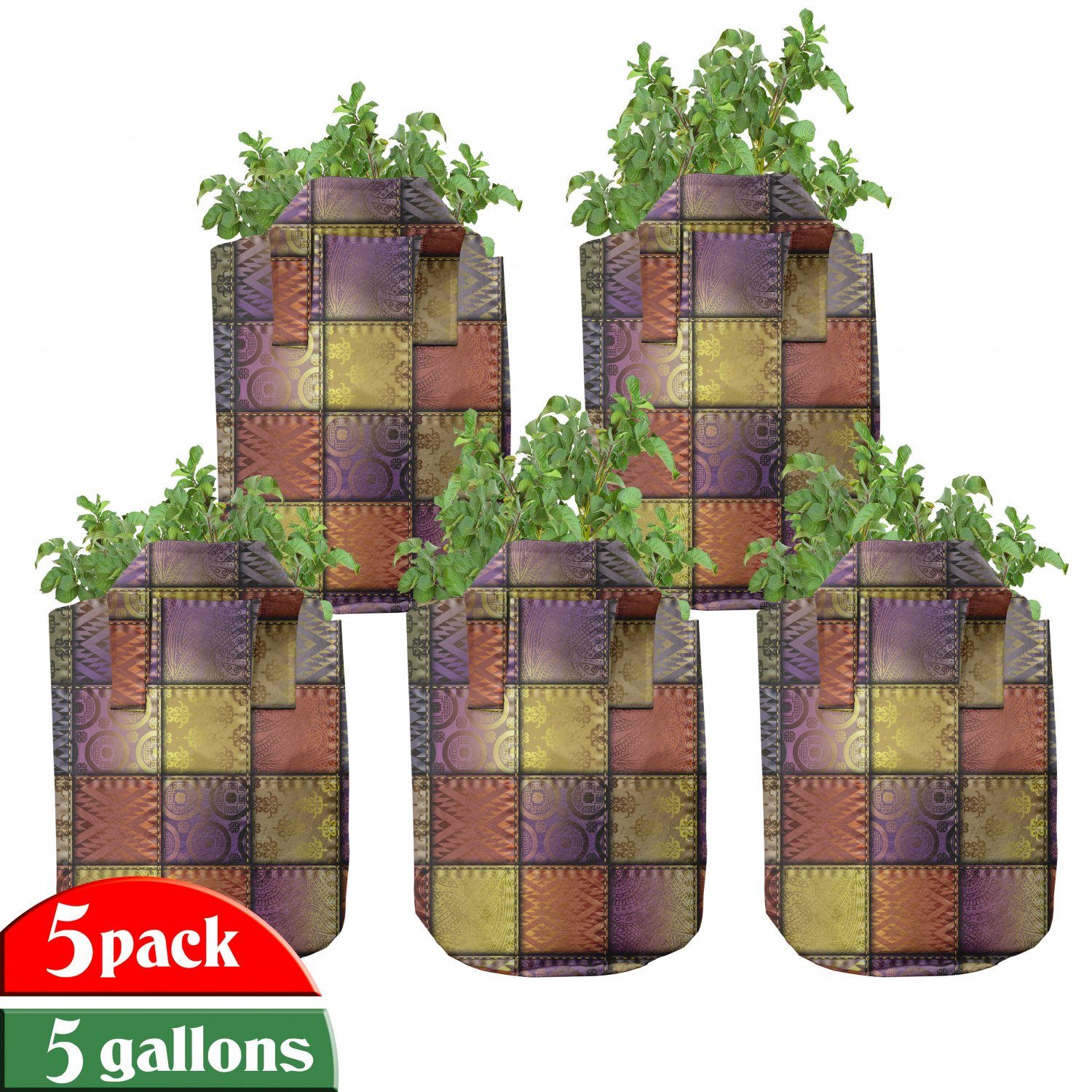 Abakuhaus Pflanzkübel hochleistungsfähig Stofftöpfe mit Griffen für Pflanzen, Stoff Digital Mix Motiv Shapes | Pflanzkübel