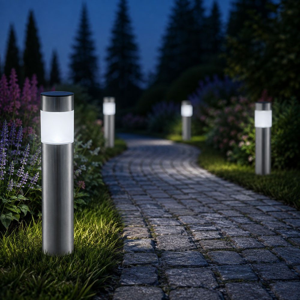 GLOBO LIGHTING LED Solarleuchte, LED-Leuchtmittel fest verbaut, Kaltweiß, LED Solar Erdspieß Leuchte Stecklampe Standleuchte