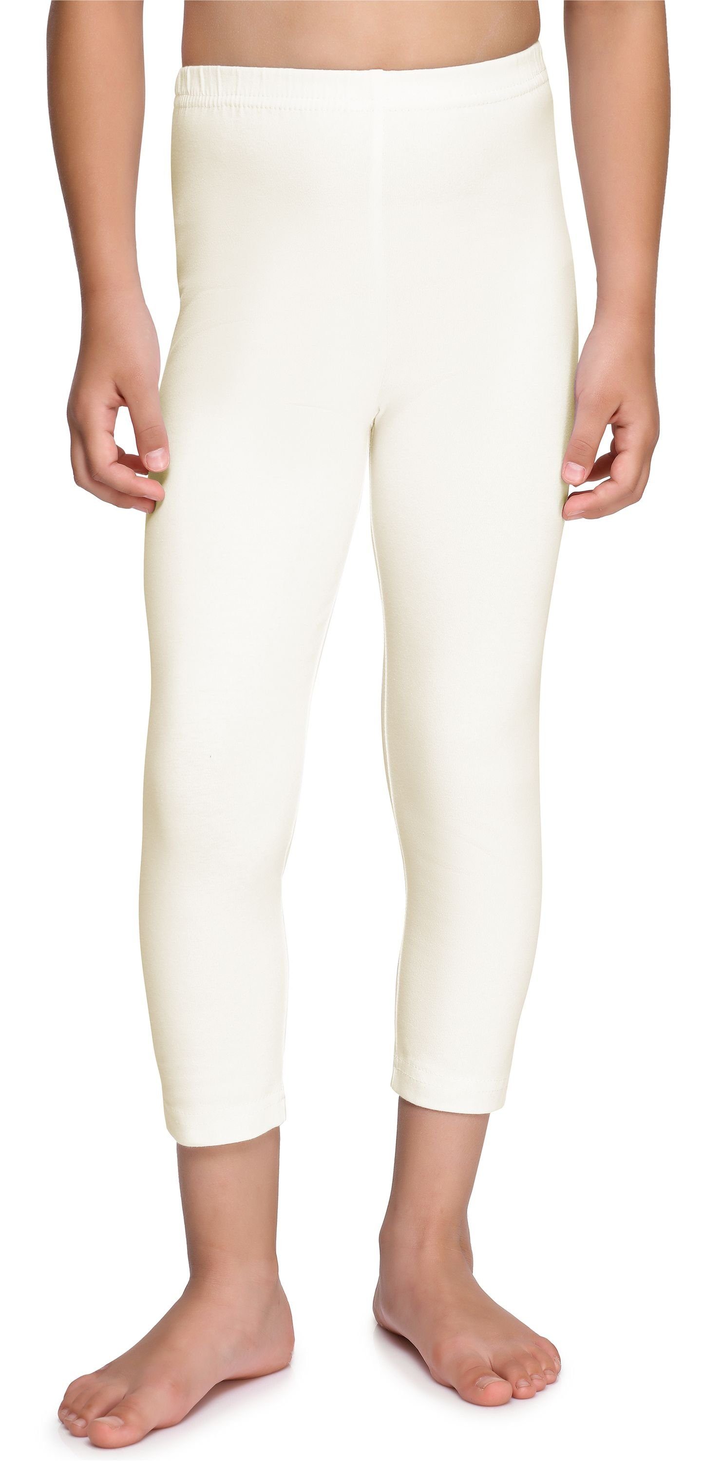 Baumwolle MS10-226 3/4 Leggings elastischer Bund (1-tlg) Style Ecru Capri Leggings Merry Mädchen aus