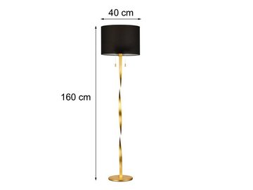 meineWunschleuchte LED Stehlampe, LED fest integriert, LED wechselbar, warmweiß, groß-e Designer-lampen Schwarz Gold-en Stoff dimmbar Ecke, Höhe 160cm