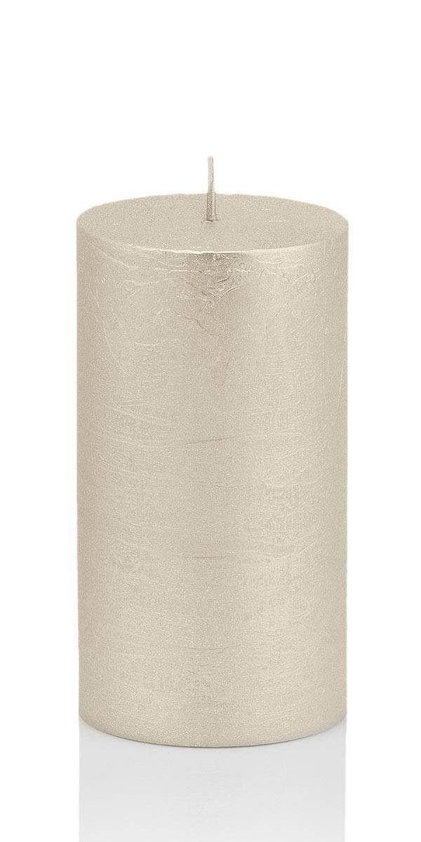 INNA-Glas Adventskerze Rustik Kerze Mathilda, Silber, 12cm, Ø 5,8cm, 45h - Made in Germany