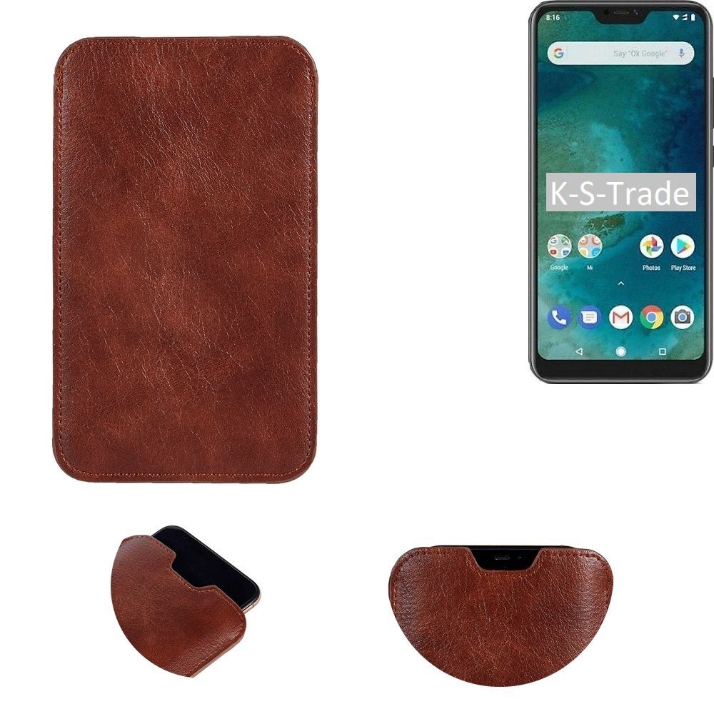 K-S-Trade Handyhülle für Xiaomi Mi A2 Lite, Schutzhülle Handyhülle Handytasche Kunstleder Sleeve in braun