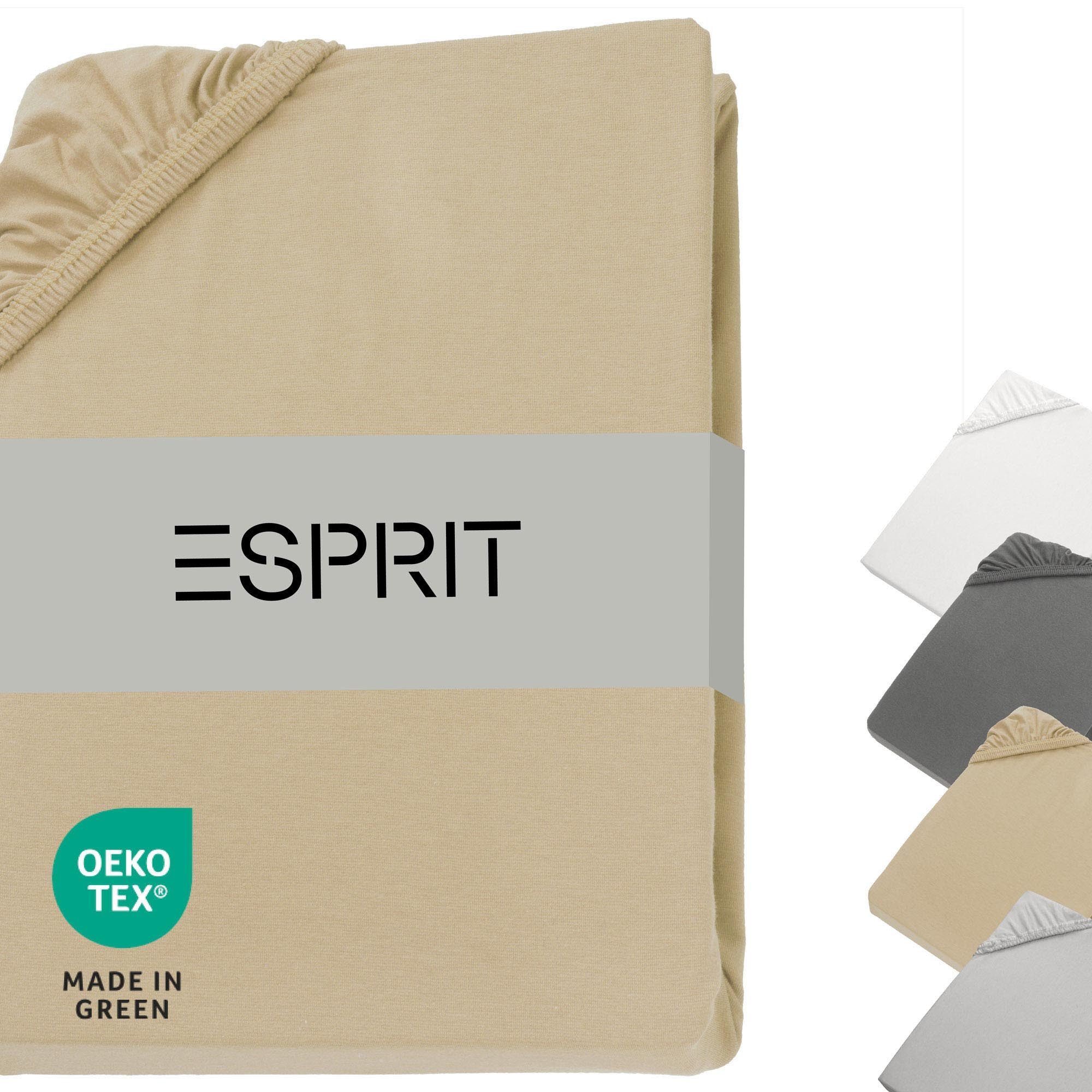Esprit Spannbettlaken PREMIUM Spannbettlaken, Mischgewebe, Gummizug: rundum, (1 Stück), 100 x 200 cm in Beige