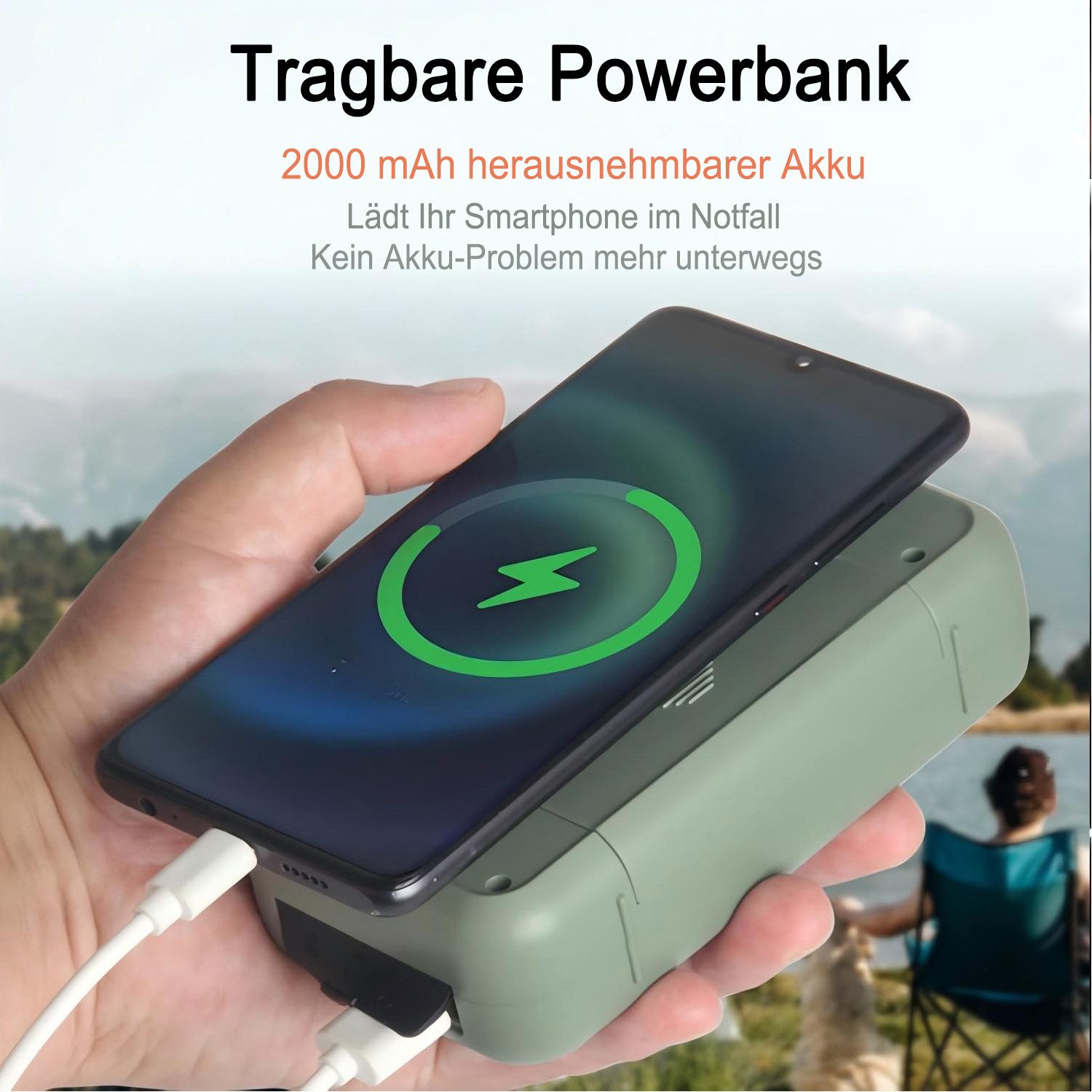 Futicare Kurbelradio mit austauschbarem 18650 Akku, Solar & Handkurbel, Notfallradio (6 W, (AM/FM Radio mit Powerbank, SOS, Taschenlampe für Stromausfall)