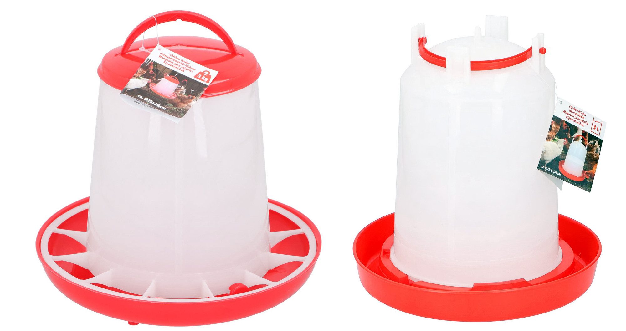 EDCO Futterspender SET Wasserspender + Futterautomat Futter Hühner 3 Liter Wasser Tränke, 3kg + 3 L