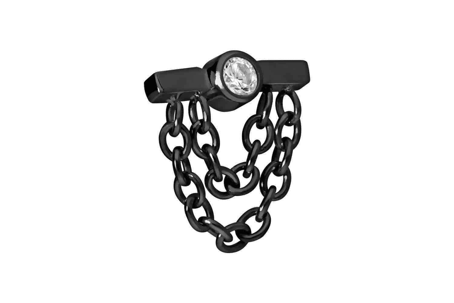 PIERCINGLINE Piercing-Set Titan Schraubaufsatz mit Außengewinde BALKEN + KRISTALL + 2 KETTEN (Schraub-Aufsätze, 1-tlg)