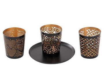 soma Kerzenhalter Kerzenhalter 3er Set Kerzenständer Kreta Teelichthalter rund schwarz