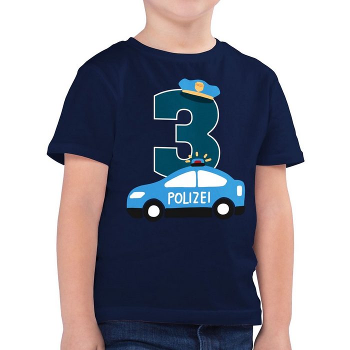 Shirtracer T-Shirt Polizei Dritter - 3. Geburtstag - Jungen Kinder T-Shirt polizei shirt 128 - 3. geburtstag tshirt - geburtstagsshirt 3