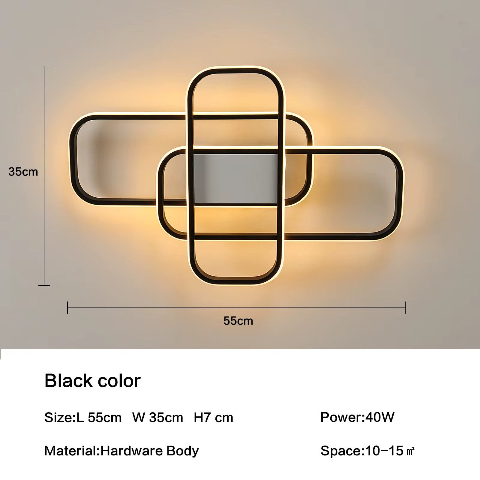 Athlix Deckenleuchte LED Deckenleuchte mit Fernbedienung dimmbar 3000–6500K einstellbar, LED fest integriert, Tageslichtweiß, 55 x 35 x 7cm, Stufenlos dimmbar, 44W