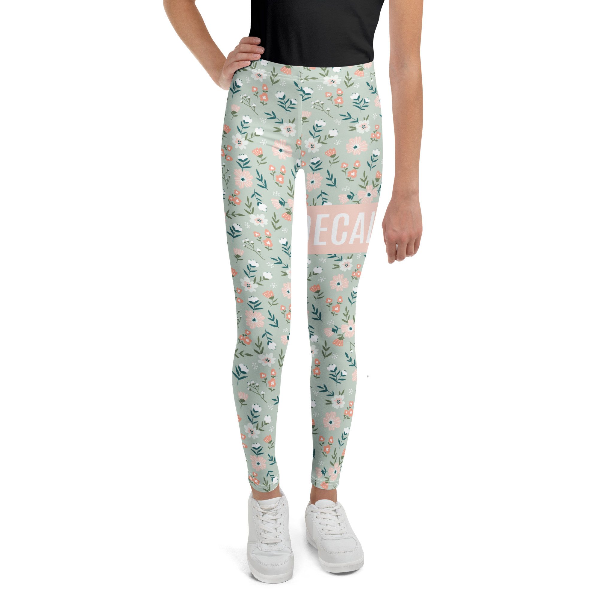 DECALVIBES Leggings Mädchen Leggings für Kinder & Jugendliche Urban Side Happy Flowers 4-Wege-Stretch, weiches Material, formstabil, komfortabler Sitz