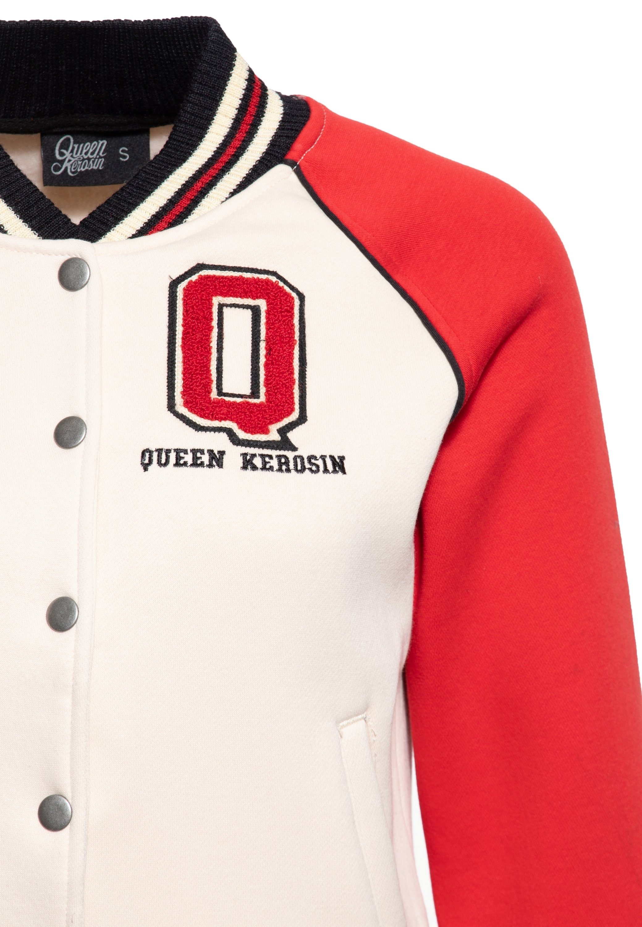 QueenKerosin Collegejacke Q (1-St) mit Kontrast Raglan-Ärmeln