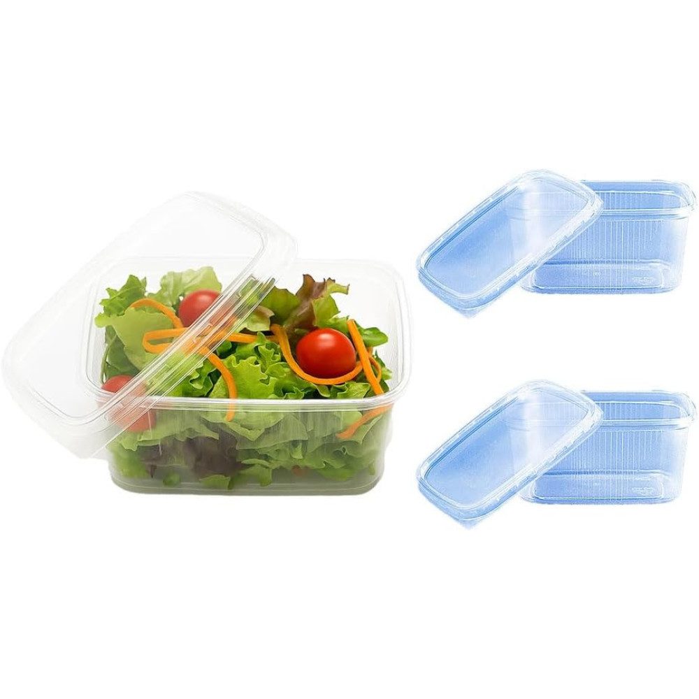 Lauroo Servierschale Feinkostbecher mit Deckel 250ml, Rechteckig - 50 Stück, (50-tlg)