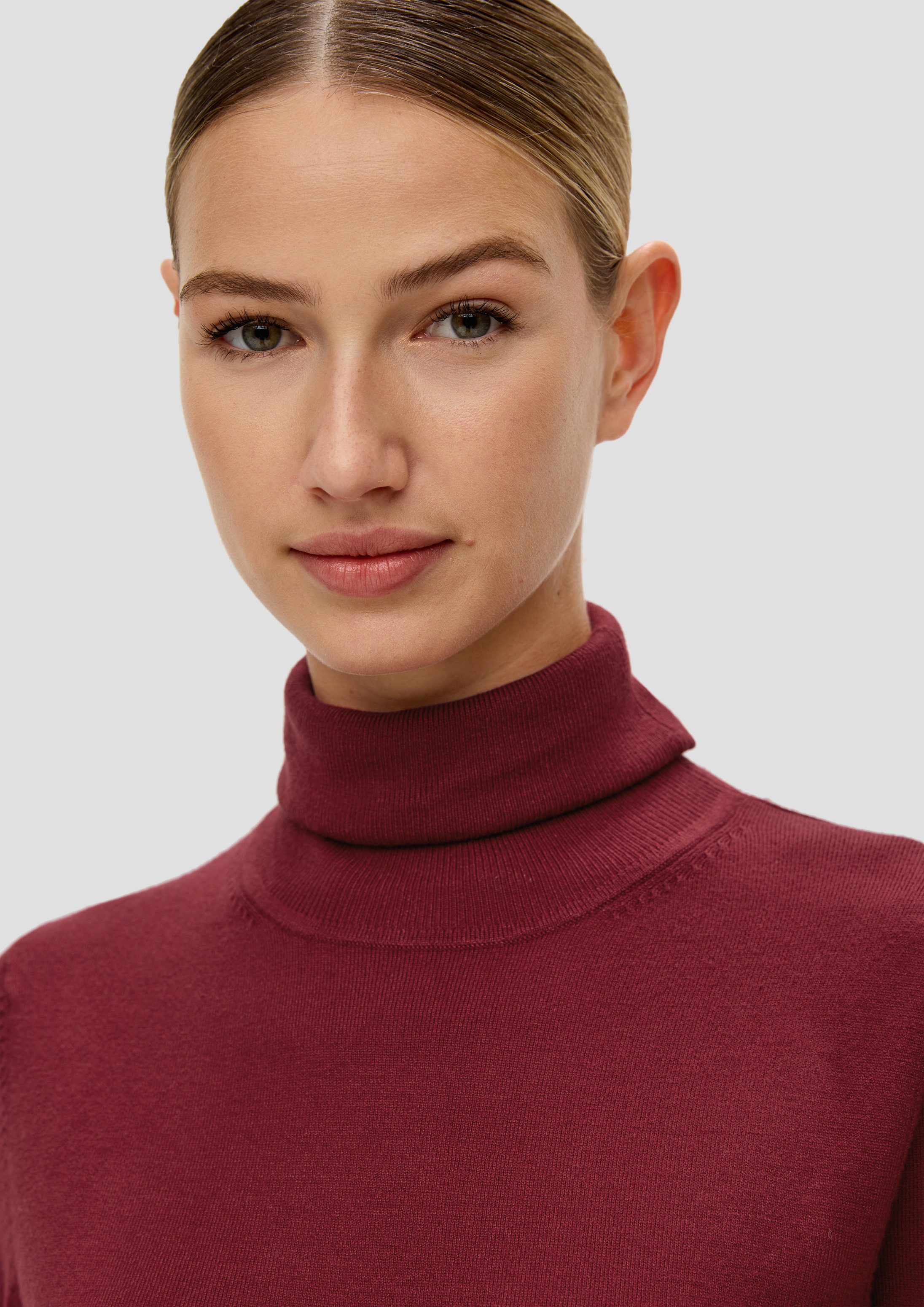 s.Oliver Longpullover Strickpullover Strickpullover mit Rollkragen