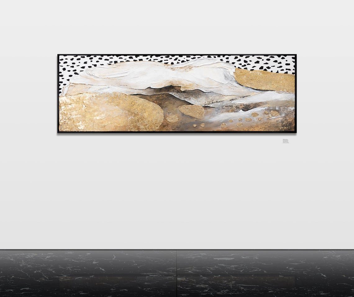 YS-Art Gemälde Kühler Leopardentraum, Leinwand Bild Rahmen mit Strukturiertes Abstraktes Handgemalt