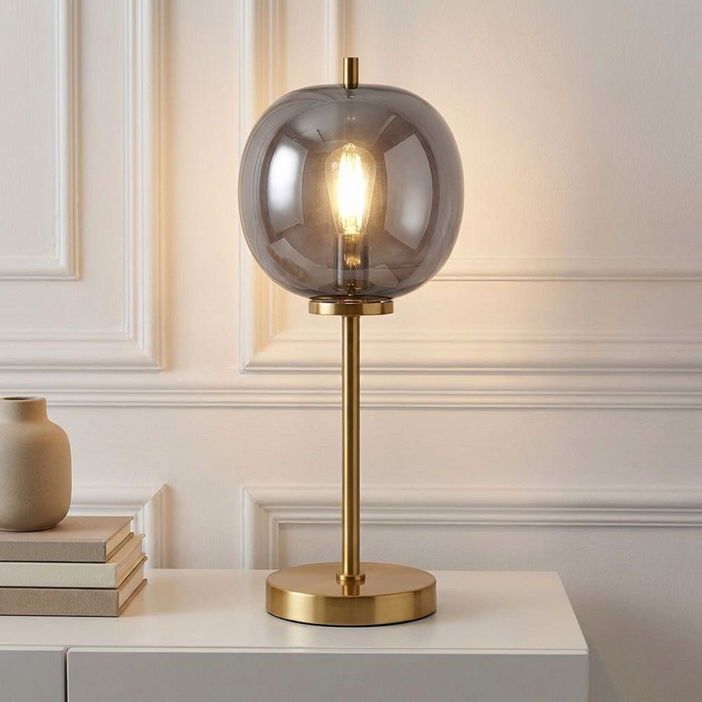 GLOBO LIGHTING Tischleuchte, Leuchtmittel nicht inklusive, Tischleuchte Glas E14 Nachttischlechte Schlafzimmer Retro Kugellampe