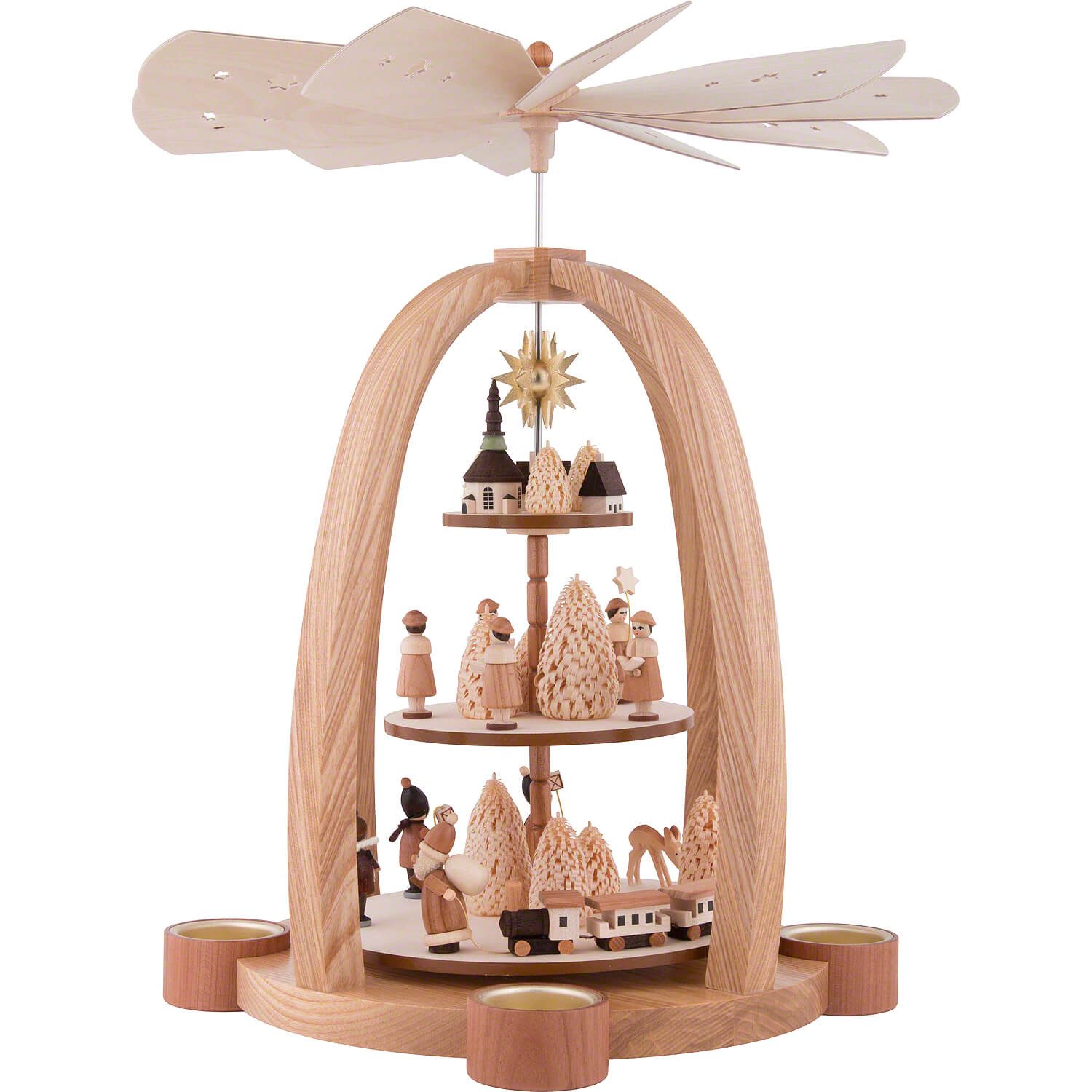 Volkskunst Neuber Weihnachtspyramide 3-stöckige Pyramide Weihnachtszeit (41cm) von Knuth Neuber