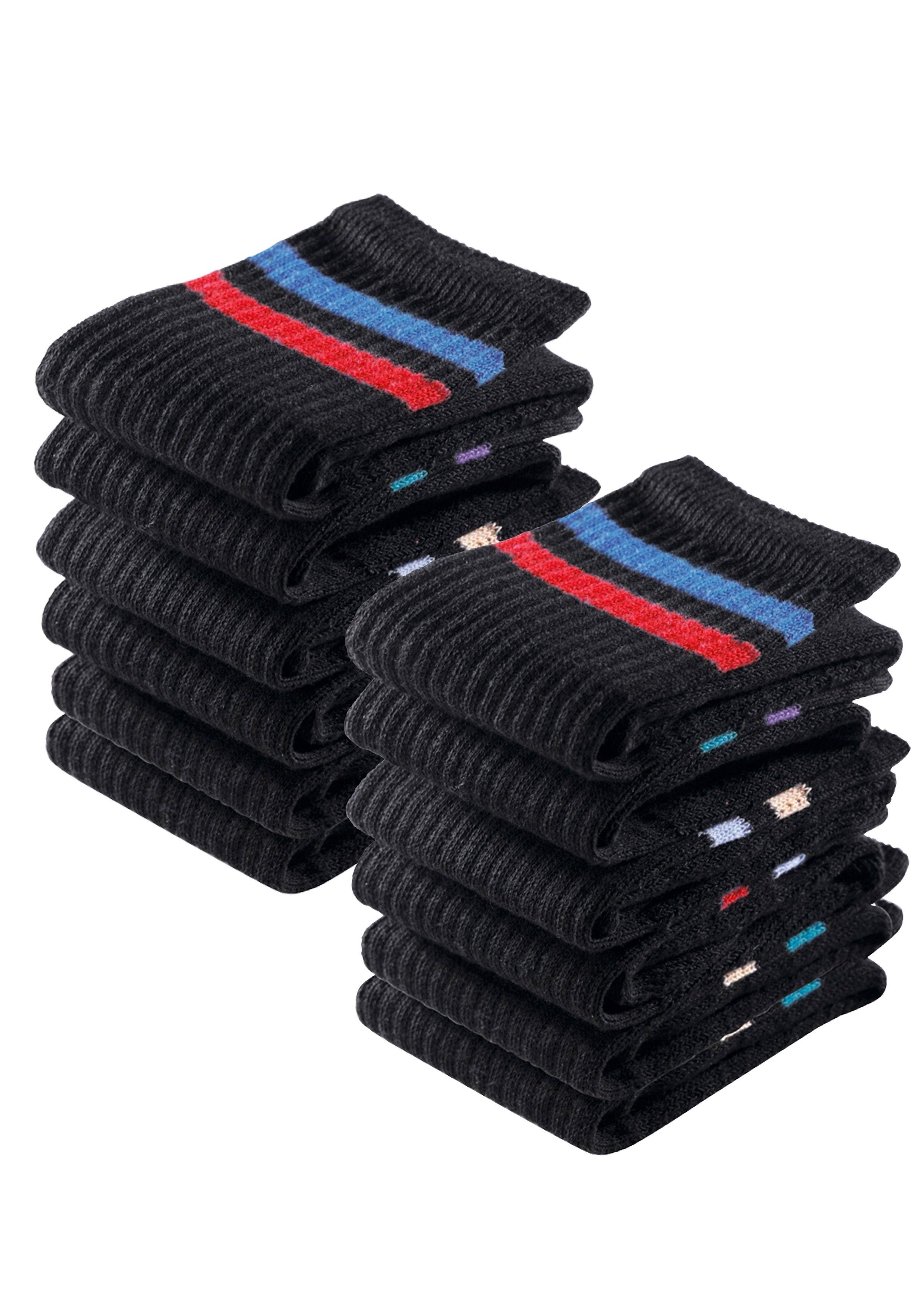 Go in Tennissocken (Set, 12-Paar) mit Frottee, Sportsocken mit Streifen  unter dem Bündchen