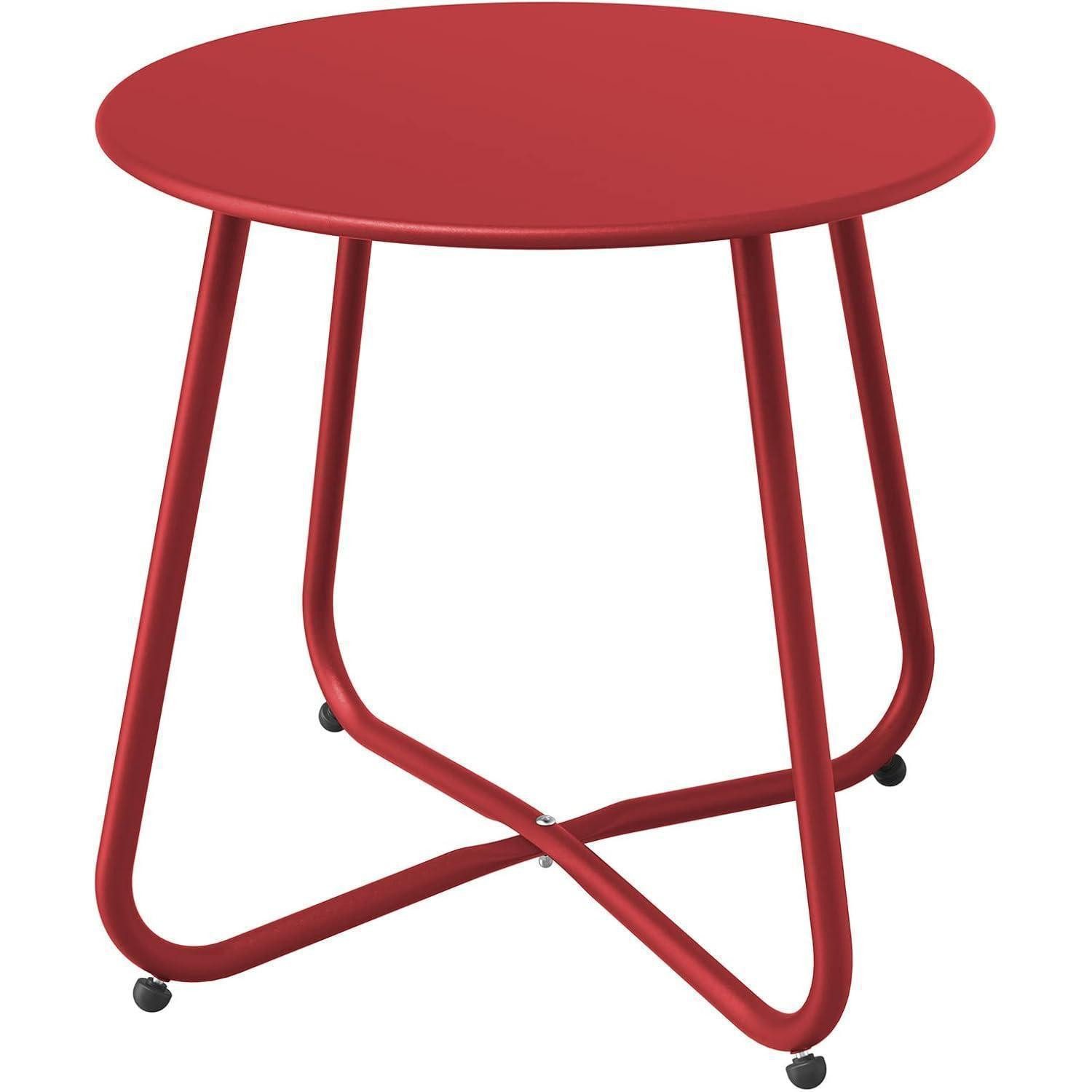 LuxusKollektion Gartentisch Beistelltisch Kaffeetisch Rund Garten Outdoor Rot 45x45cm (1-St)