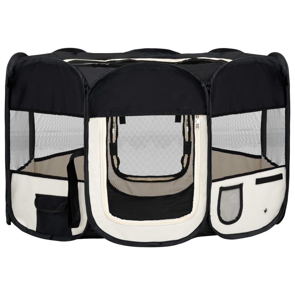 vidaXL Hundezwinger 125 x 125 x 61 cm Faltbarer Welpenlaufstall für Hunde Schwarz 125x125x