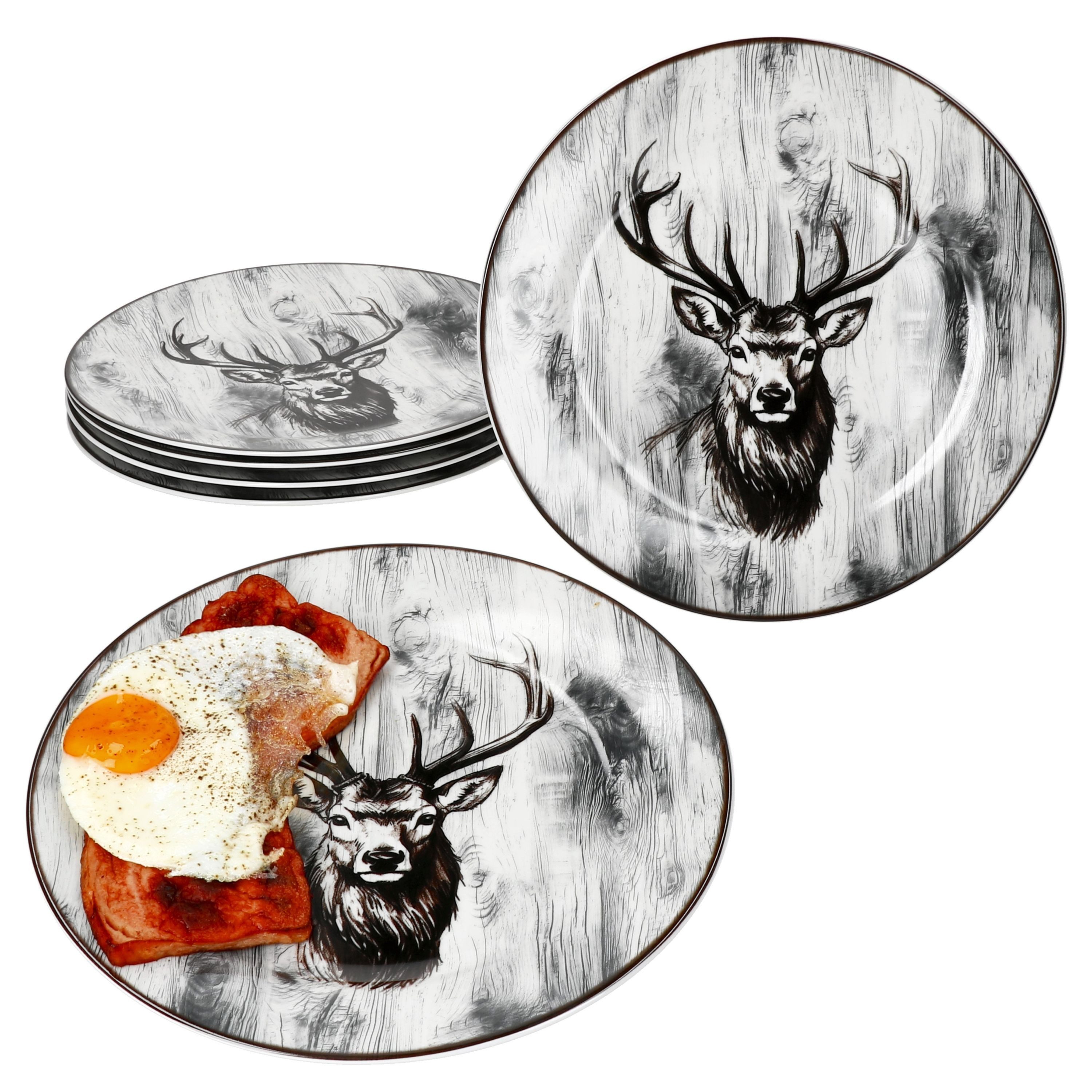 Speiseteller 6x Alois Speiseteller Ø27,2cm Porzellan 6 Personen Essteller Hirsch