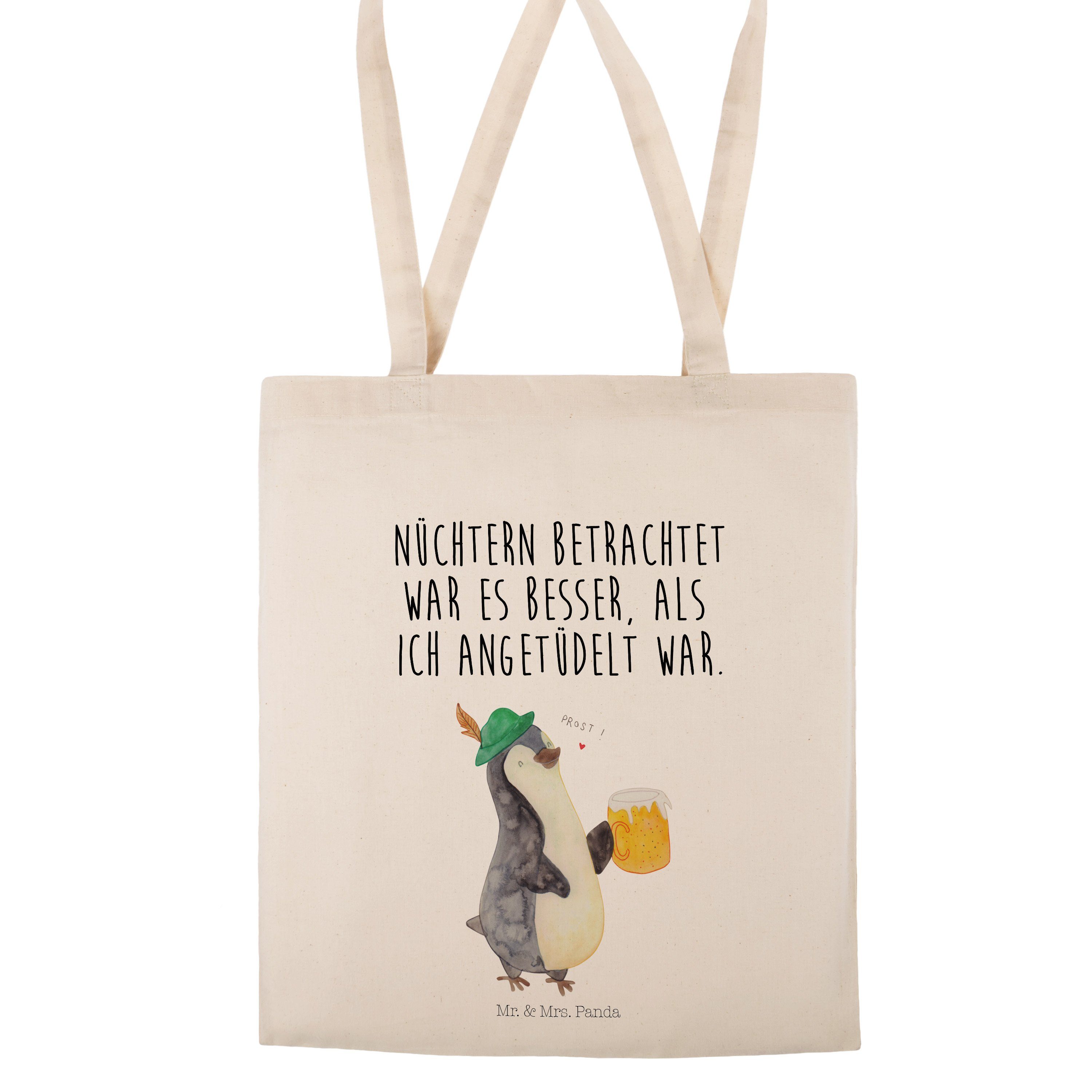 Mr. & Mrs. Transparent St - Panda Einkaufstasche, Pinguin - Bier Tragetasche (1-tlg) Jutebeutel, Geschenk