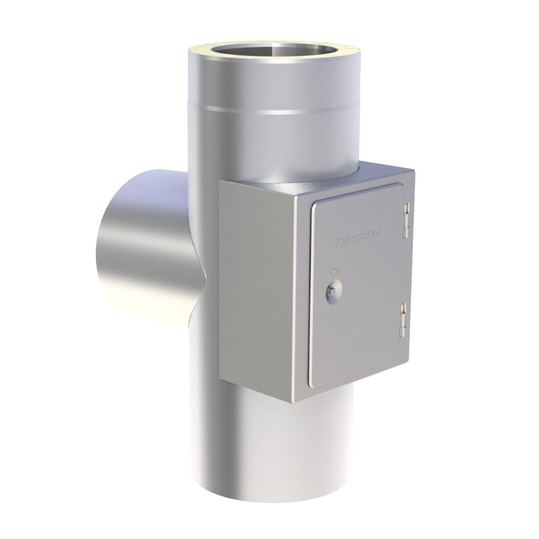 Jeremias Schornstein Ø 130 mm Jeremias DW Vision T-Stück-Anschl. 87° m. Reinig.-Öffng., Ø 130 mm