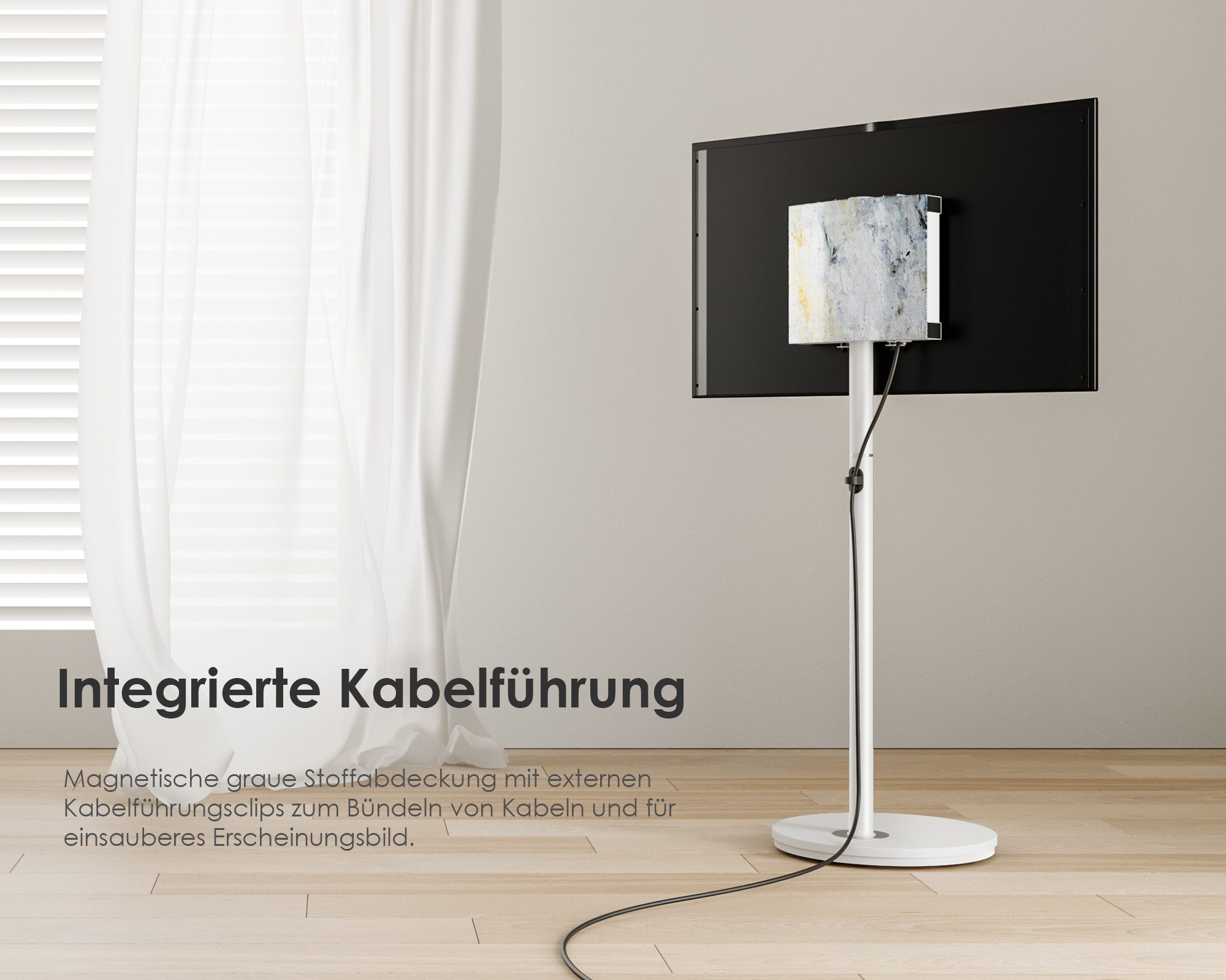 FITUEYES TV-Ständer mit Lenkrollen, 24-48 Zoll, höhenverstellbar, (bis 48,00 Zoll, Metallkonstruktion, mit Kabelmanagement) – Bild 4 von 5