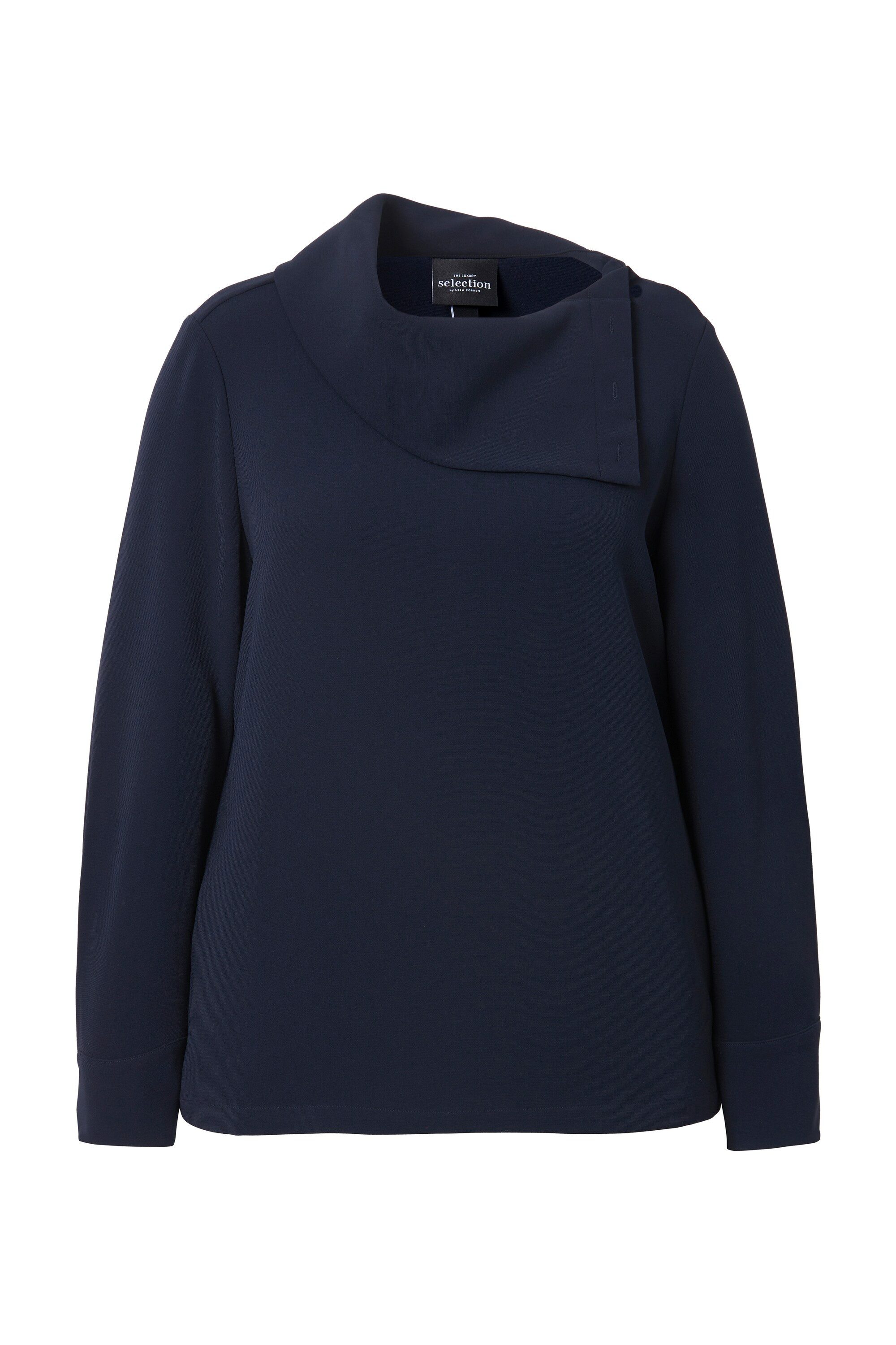 Ulla Popken Druckbluse Acetat-Bluse asymmetrischer Hemdkragen Langarm günstig online kaufen