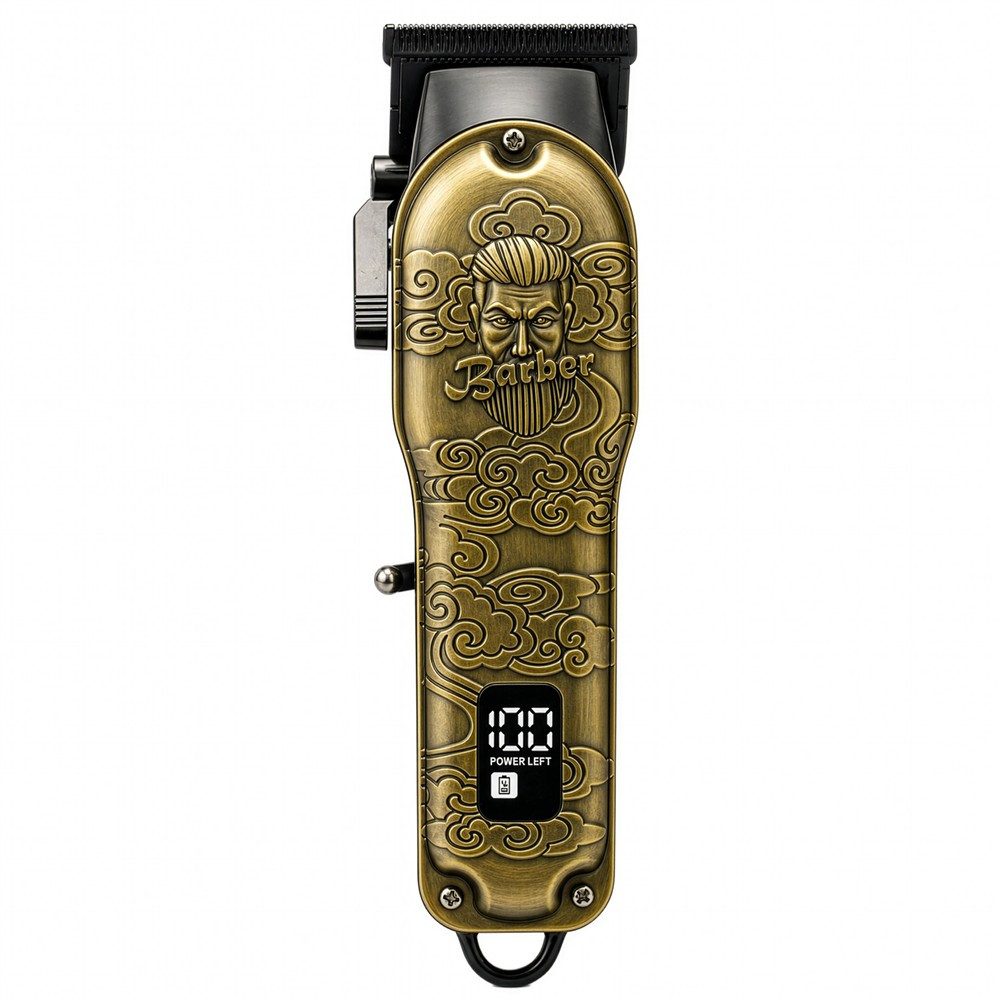 ADLER EUROPE Haarschneider AD 2857 Barber Profi Haarschneider, Akku Rasierapparat, Haartrimmer, für Bart, Kopfhaar, Koteletten, Keramikklinge, Metallgehäuse Golden